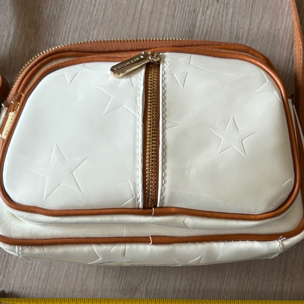 Valentina | Patent Leather Star Embossed White Crossbody Bag